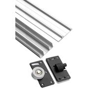 Kit de herrajes para puerta corrediza, sistema de riel triple de aluminio para armarios y armarios, deslizamiento suave y silencioso, 160 cm, acabado plateado