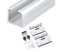 Kit de herrajes para puerta de granero de cierre suave, kit de riel de puerta corrediza personalizable, rieles de aluminio para puerta de bolsillo, fácil de instalar