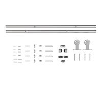 Kit de herrajes para puertas correderas HOMCOM Sistema de riel simple de acero inoxidable 304 de alta resistencia, puerta de 90 cm de ancho, tono plateado