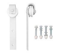 Kit de herrajes para puertas corredizas de granero Estilo rústico americano clásico Rodillos suaves y silenciosos Juego de ruedas de polea con riel colgante de acero al carbono (Blanca)