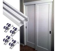 Kit de Herrajes para Puertas Corredizas de Granero, Riel Y Rodillos para Puertas Corredizas de Bolsillo de Aluminio, Juego de Rieles para Puertas Corredizas de Gabinete/Armario./Sier/8Ft/2.4M
