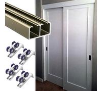 Kit de Herrajes para Puertas Corredizas de Granero, Riel Y Rodillos para Puertas Corredizas de Bolsillo de Aluminio, Juego de Rieles para Puertas Corredizas de Gabinete/Armario./Champne/13Ft/4.0M