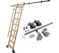 Kit de herrajes para riel de Escalera Deslizante, Acero al Carbono, 1-8 m, 6.6 pies, diseño de Tubo Redondo, bibliotecas, hogares y almacenes, fácil instalación.