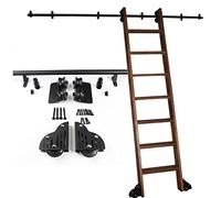 Kit de herrajes para riel de escalera deslizante para biblioteca, tubo redondo de acero, riel de escalera móvil para biblioteca, barra, almacén, cocina (sin escalera)(300cm Kit de pista)