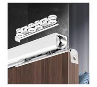 Kit de herrajes para rieles deslizantes para puertas correderas, sistema de rieles deslizantes de aluminio para armarios de 3, 4, 5, 6, 7, 8, 9 y 10 pies(Silver,4.2ft/128cm)