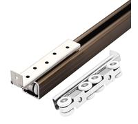 Kit de herrajes para rieles deslizantes para puertas correderas, sistema de rieles deslizantes de aluminio para armarios de 3, 4, 5, 6, 7, 8, 9 y 10 pies(Champagne,9.7ft/296cm)