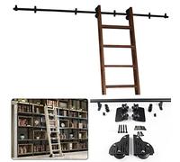 Kit de herrajes resistentes para puerta corredera, sistema de riel de acero al carbono con rodillos de tubo redondos para una instalación suave, ideal para estanterías y decoración del hogar