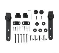 Kit de herrajes silenciosos para puertas corredizas de granero para armarios con riel de acero al carbono, guía de suelo, limitadores y tornillos de montaje completos