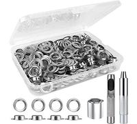 Kit de Herramienta Ojetes Metalicos - 120 Piezas Kit de Arandelas de Ojales de Acero Inoxidable - para Lonas Toldos Cuero Cortinas Telas Remachador Banderas Manualidades Bricolaje