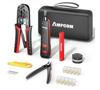 Kit de herramientas AMP COM 7 en 1 RJ45/RJ11 para conectores Cat6/Cat5e/Cat5 RJ45 y pelacables de herramienta de perforación 110 en bolsa impermeable portátil