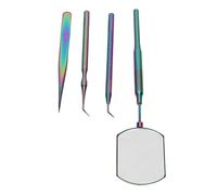 Kit de Herramientas Artísticas para Pestañas, Espejo de Inspección Giratorio de Acero Inoxidable, Pinzas de Extensión, Palos de Recogida (Vistoso)