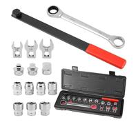 Kit de herramientas de 15 piezas for correa serpentina con trinquete: vasos de perfil bajo y extensiones