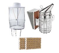 Kit de Herramientas de Apicultura,Fumador de colmena,kit de Principiante de Apicultor,Bee Hive Fumador, kit de colmena,Sombrero apicultor