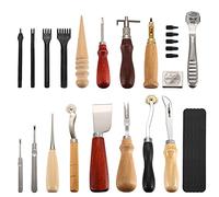 Kit de herramientas de artesanía de cuero Dechengbao 18 piezas, herramienta de bricolaje de artesanía de cuero para coser a mano, estampar y hacer sillines