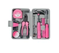 Kit de herramientas de bricolaje for el hogar, oficina y garaje, 24 Uds., juego de herramientas manuales pequeñas de reparación con estuche de almacenamiento(Rose)