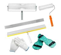 Kit De Herramientas De Cemento Epoxi Autonivelante,2 Rodillos Antiespumantes (23 Cm + 48 Cm),Bota Con Tacos De 3 Cm,Escobilla De Goma De Acero Inoxidable De 56 Cm,Rastrillo Autonivelante,1 Par Guantes