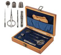 Kit De Herramientas De Costura Europeas, Tijeras De Bordar Vintage Y Estuche Con Dedal Y Botella De Aguja Para Coser Accesorios De Artesanía De Punto De Cruz(Plata)
