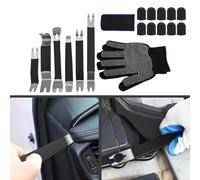 Kit de herramientas de desmontaje de coche de 18 piezas para quitar el panel de la puerta del interior del tablero con válvula y guantes en bolsa de almacenamiento