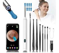 Kit de herramientas de eliminación de cera de oídos, kit de eliminación de cera de oídos con cámara y luz, limpiador de cera de oídos con cámara de oído 1080P para iOS y Android (blanco)