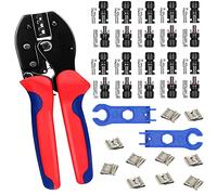 Kit de herramientas de engarzado solar, para Panel Solar Crimpadora para Cables PV 2.5 4.0 6.0 mm², con 10 Piezas Conectores Solar Macho Hembra y 2 Herramientas de llave para Sistema Fotovoltaico