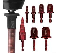 Kit de herramientas de ensanchamiento de tubo rojo para tubería de cobre, juego de 6 piezas de acero al carbono con vástago hexagonal de 1/4 pulgadas para refrigeración HVAC y fontanería, tamaños de 1