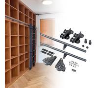 Kit de herramientas de escalera de metal deslizante de 3.3 a 20 pies, riel de escalera de biblioteca con ruedas de tierra, sistema de riel de escalera móvil para un fácil movimiento y estabilidad