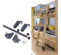 Kit de herramientas de escalera deslizante con rodillo de suelo, riel de tubo redondo de metal, conjuntos de ganchos y más, acabado negro