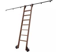 Kit de herramientas de escalera deslizante para biblioteca, rieles de tubo redondos ajustables de 20 pies con rodillos de freno de suelo, sistema de pista móvil para loft, oficina y uso doméstico, 3.3