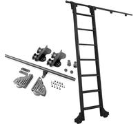 Kit de herramientas de escalera deslizante retráctil con riel móvil y ruedas de rodillo de suelo para aplicaciones de biblioteca y escalera rodante