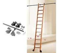 Kit de herramientas de escalera deslizante retráctil de 3.3 a 20 pies, riel móvil con ruedas de rodillo de suelo, riel de extensión redondo (no incluye escalera)