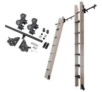 Kit de herramientas de escalera deslizante, riel redondo de acero de metal negro con rodillo de suelo para biblioteca de 100 cm, sistema de escalera retráctil (escalera no incluida)