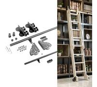 Kit de herramientas de escalera retráctil para biblioteca rodante con pista y rodillo de piso, sistema de riel deslizante resistente para estanterías, biblioteca del hogar, almacenamiento de loft