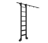 Kit de herramientas de escalera rodante de biblioteca de 1 m-20 pies, sistema de riel deslizante de acero negro con ruedas de rodillo de piso, perfecto para bibliotecas domésticas, lofts y espacios