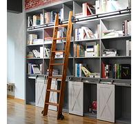 Kit de herramientas de escalera rodante personalizable de 3.3 a 20 pies, sistema de riel redondo (no incluye escalera), kit completo de riel de tubo móvil para oficina y uso doméstico