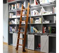 Kit de herramientas de escalera rodante resistente para biblioteca, riel deslizante, tubo redondo, riel móvil con ruedas de suelo, tamaño de 100 cm