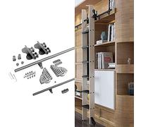 Kit de herramientas de escalera rodante retráctil, riel deslizante y riel redondo para uso en interiores y loft (400 cm), perfecto para soluciones de ahorro de espacio y decoración elegante del hogar
