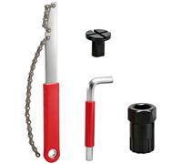 Kit de herramientas de extracción de casete de bicicleta con látigo de cadena, llave auxiliar roja, removedor de anillo de bloqueo de rueda libre y llave Allen de tapa cuadrada, herramientas de
