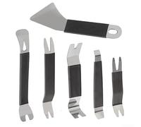 Kit de herramientas de extracción de molduras de coche de acero inoxidable, 6 barras de palanca en forma de U para panel de audio interior, moldura de puerta, consola central (bolsa de plástico negro)