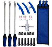 Kit de herramientas de extracción de neumáticos de motocicleta con palancas de acero resistente, protección contra arañazos de llantas, extracción de núcleo de válvula y funciones de limpieza de