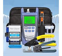 Kit de herramientas de fibra óptica, herramientas de limpieza de fibra con cortador de fibra, -70~+10dBm Medidor de potencia óptica Localizador visual de fallas 10mw, alicates pelacables puertos CFS-3