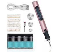 Kit de herramientas de grabado eléctrico USB recargable Mini DIY Micro grabador Pluma de grabado Herramienta giratoria inalámbrica para tallar vidrio madera Metal piedra joyería de plástico (rojo)
