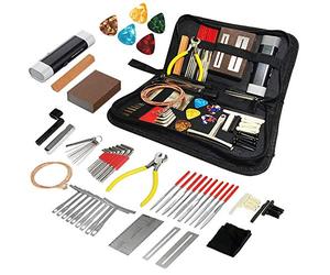 Kit de herramientas de guitarra de 72 piezas, kit de herramientas de mantenimiento profesional para reparación de guitarra con cuerdas de guitarra, púas de puente, accesorios de guitarra, regalo para