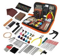 Kit de herramientas de guitarra de 99 piezas, kit de herramientas de mantenimiento profesional de reparación de guitarra con cejilla, cuerdas de guitarra, púas, pasadores de puente, accesorios de