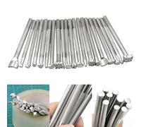 Kit de herramientas de impresión de sellos de cuero, 20 perforadores de acero inoxidable para manualidades, cartera, cinturón, bolsa de personalización con mango antideslizante, juego de formas de