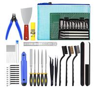 Kit de herramientas de impresora 3D de 52 piezas con herramientas de desbarbado para impresión 3D de resina incluye limas de aguja, cuchillas, agujas de limpieza, pinzas, alicates, alfombrilla de