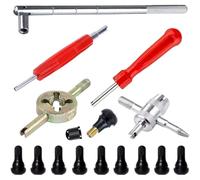 Kit de herramientas de núcleo de válvula de neumático de automóvil de 15 piezas para instalación y reparación de vástago de válvula de neumático con diseño ergonómico de varilla de hierro para un uso