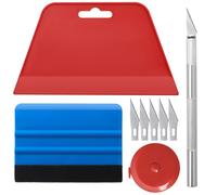Kit de herramientas de papel tapiz para despegar y pegar papel tapiz - Rasqueta de goma, cuchillo utilitario, herramienta de medición de rodillo de costura para instalación de papel de contacto de