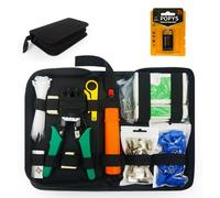 Kit de Herramientas de Red RJ45 Profesional (11 Piezas) | Crimpadora de Cables Ethernet CAT6 | Probador de Red LAN con Pila 9V Incluida | Pelacables y Conectores con Bolsa de Transporte