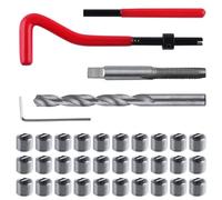 Kit de herramientas de reenhebrado portátil de 30 piezas M8 x 1.25, kit de reparación de rosca helicoidal métrica con brocas HSS, insertos de rosca, grifos de instalación, herramientas especiales