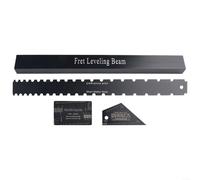 Kit de herramientas de reparación de guitarra, 4 piezas, incluye borde recto de cuello, viga de nivelación de trastes, regla de calibre de cuerda y balancín de traste para uso profesional